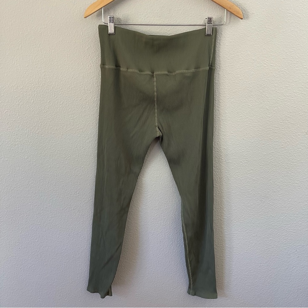 Carbon38 Green Ribbed Stretch Nylon Leggings Size… - image 6